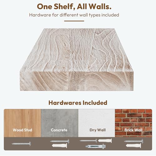 Elm Wood Floating Shelf 55x8” Set of 1