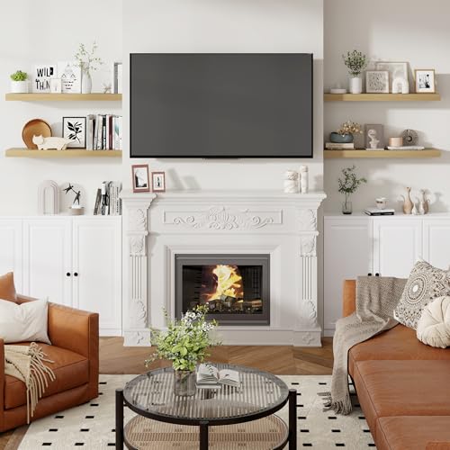 40 Inch Floating Shelves for Wall 8 Inch Deep Oak Shelves Set of 2