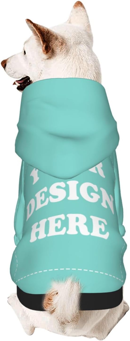 Dog Costume, Custom Dog Hoodie, Dog Name Costume Holiday Pet Pajamas Outfit, Personalized Pet Coat Costumes for Small Medium Large Dogs and Cats for Winter, Turquoise, XL