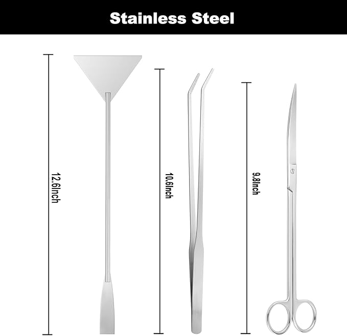 Carefree Fish 9IN1 Aquarium Cleaning Tools Long Handle Adjustable Length 20~36Inch Fish Tank Cleaner Kit Algae Scraper Scrubber Brushes Set Plant Scissor Long Tweezer