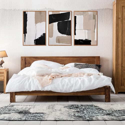 Large Abstract Neutral Framed Canvas Wall Art