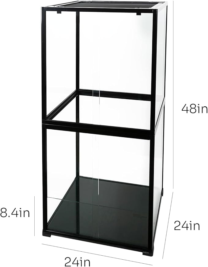 REPTIZOO 120 Gallon Tall Reptile Terrarium 24" x 24" x 48" Large Tempered Glass Reptile Tank, Front Opening Chameleon Cage with Top Screen Ventilation(Knock-Down)