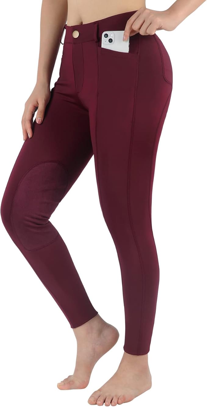 beroy Horse Riding -Pants Women Equestrian-Breeches - Ladies Training Horseback Riding Tights Full Seat Silicone Pockets