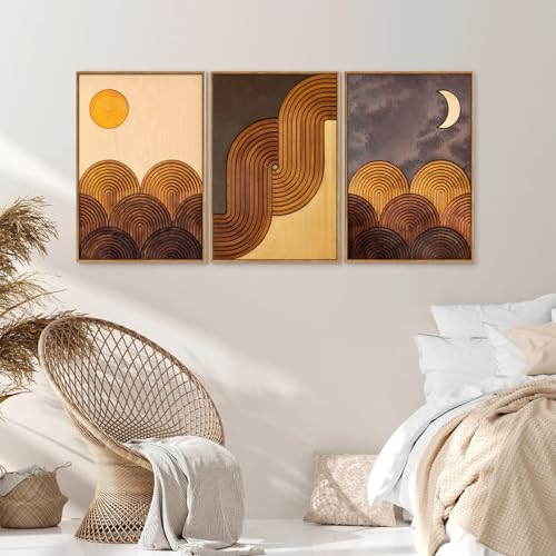 Mid Century Modern Framed Canvas Wall Art Set
