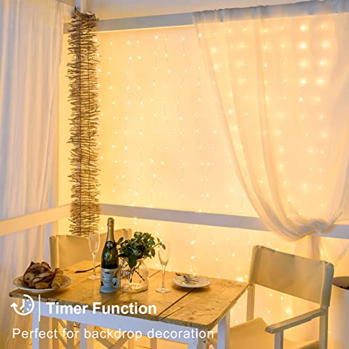 10x10Ft Curtain Lights 300 LED Dual Color Changing Lights with Timer Remote (300 Count)