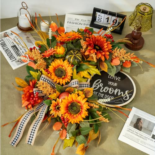 Fall Wreaths for Front Door 24 Inch Outside
