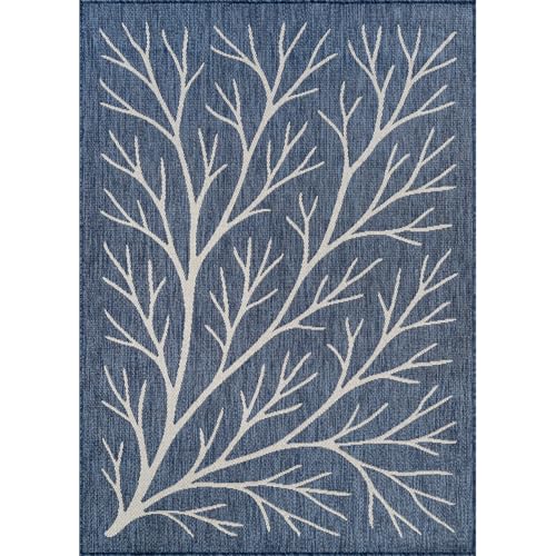 Washable Indoor Outdoor Rug 8x10 Modern Area Rugs Branch Pattern Non Shedding Waterproof Easy Clean Patio Deck Porch Living Room Bedroom Garden RV (80 Sq Ft)