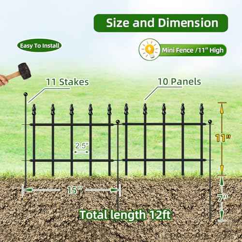 Decorative Metal Garden Fence 11" x 12'