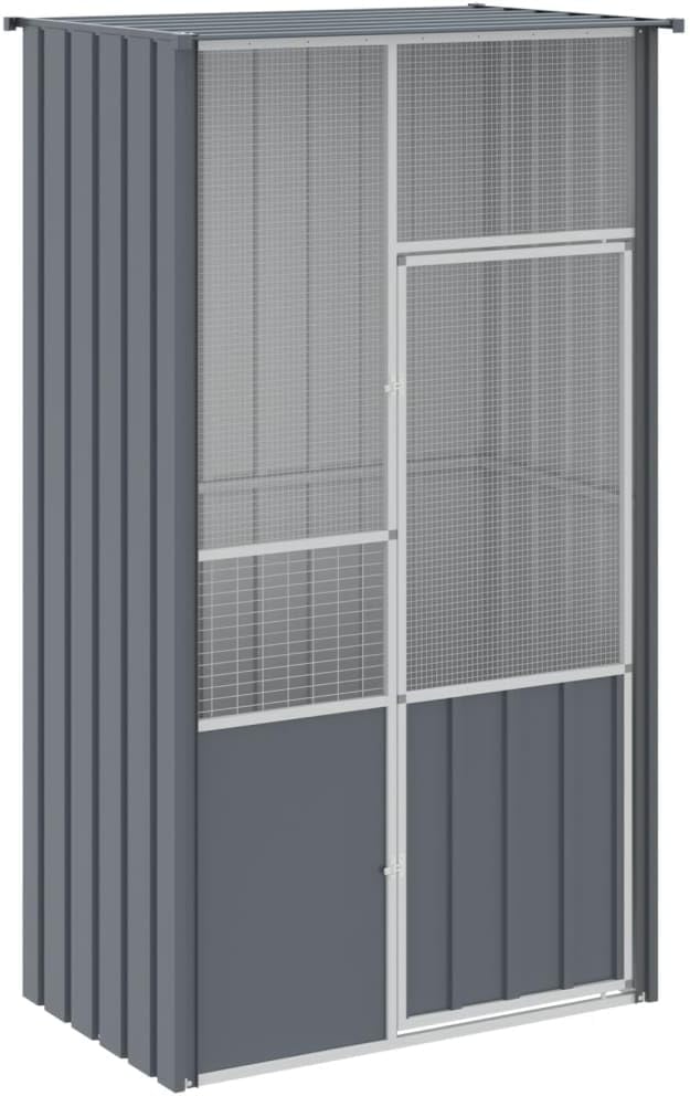 Bird Cage Galvanized Steel, Large Bird Cage with Wire Mesh Grids and Lockable Door, Aviary Spacious and Versatile Cage Ideal for Birds, Rabbits, Chickens, Anthracite 45.3"x30.7"x78.7"