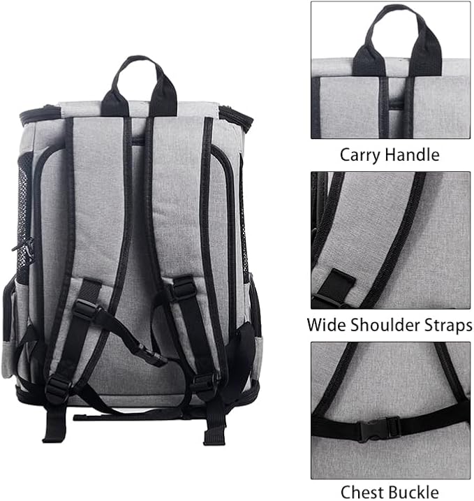 Expandable Cat Carrier Backpack, Large Soft Airline Approved Collapsible Pet Bag for Small Dogs Puppies Medium Cats, Breathable Portable Travel Bags for Camping