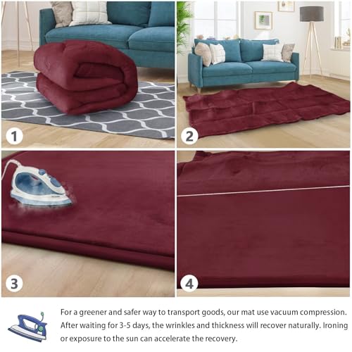 Baby Play Mat for Floor Nursery Muscle Area Rug Playroom Rug 47"x47" Elastic Foam 1.3" Thick Crawling Mat for Babies