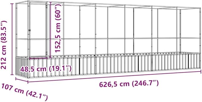 Steel Aviary with Extension, Large Bird Cage with Lockable Door, Aviary Spacious and Versatile Cage Ideal for Parakeets, Parrots, Lovebirds, Cockatiels, Pigeons, 246.7"x42.1"x83.5",-277
