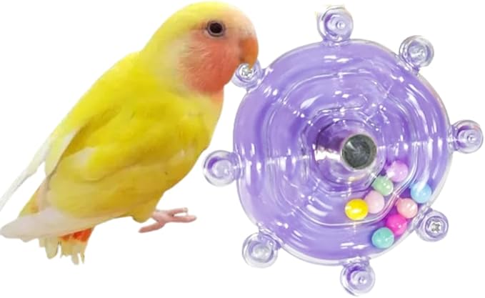 Parrot Spinner Toy, Funny Parakeet Toy Interactive Parrot Toy Bird Toy Spinning Rattle Cockatiel Toys Bird Cage Accessories for Entertainment Chewing Exercise (Purple)