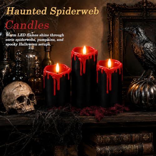 Black Red Drip Real Wax Flameless Candles