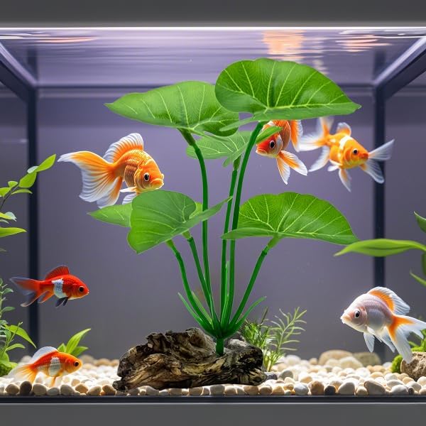 2-Pack Aquarium Decor Fish Tank Decorations 6-inch Betta Fish Tank Plants Leaf Hammock, Artificial Silk Aquarium Plants Betta Tank Accessories, Goldfish, Reptiles Plant Decor Driftwood