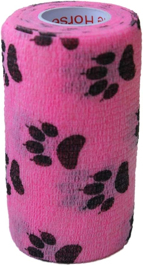 Prairie Horse Supply 3 Inch Vet Wrap Tape Bulk (Assorted Paw Prints) (Pack of 6) Self Adhesive Adherent Adhering Flex Bandage Grip Roll Dog Cat