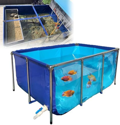 Flexible PVC Canvas Fish Breeding Tank with Steel Frame - 50x40x30cm Aquatic Pets Pool, Backyard Pond, Clear Viewing Window, Easy Assembly, Ideal for Fish and Aquatic Pets