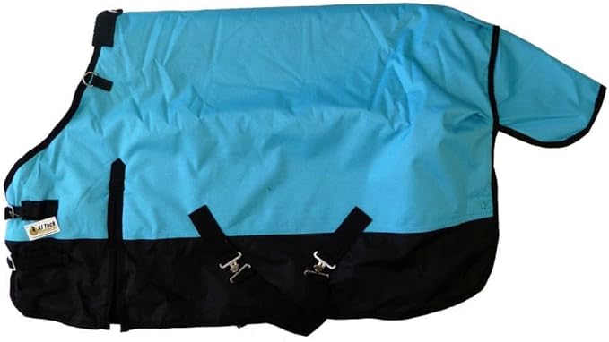 AJ Tack 1200D Waterproof Winter Pony Blanket - 300g Heavyweight Turnout with Fleece Collar, Shoulder Gussets & Tail Flap - Black 58"