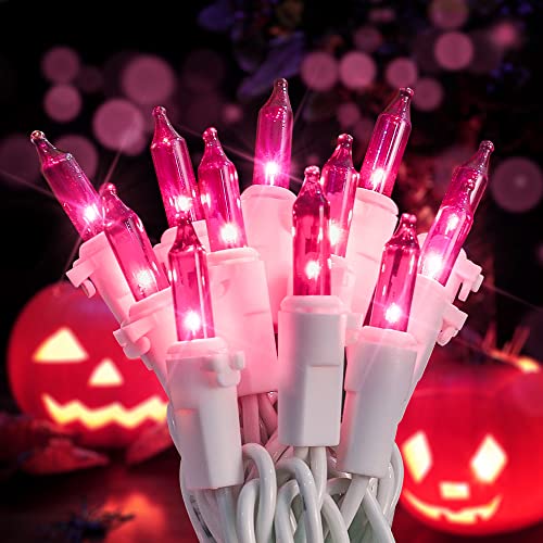 2PACK 50 Count 13ft Pink Purple Halloween Lights with White Wire (13 Foot)