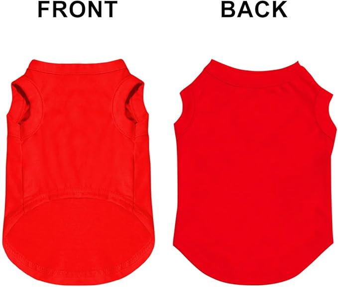 Custom Dog Shirt Pet T Shirts for Small Medium Large Dogs Customized Clothes with Image Logo Text Breathable Sleeveless Tank Top Personalized Outfits Puppy Apparel Red, XXL