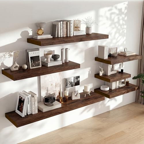55 x 12 Deep Floating Shelves Wall Mounted Set of 1 Rustic Brown