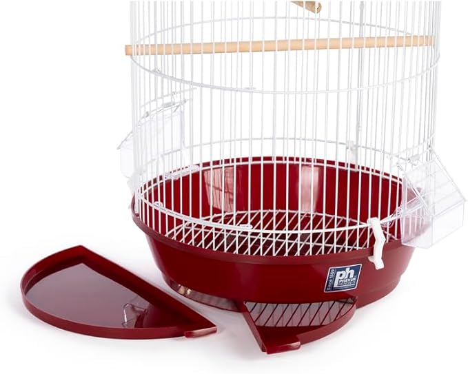 Elegant Escape Small Round Bird Cage with Graceful Design, Durable Metal Construction, Compact Size, and Comfortable Space Red