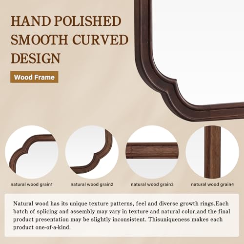 28" x 40" Wood Bathroom Mirror for Wall Mounted