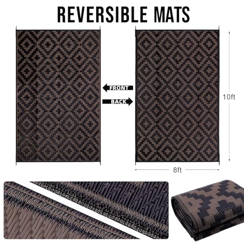 Outdoor Rug 8x10 ft Waterproof Reversible Mat (80 Sq Ft)