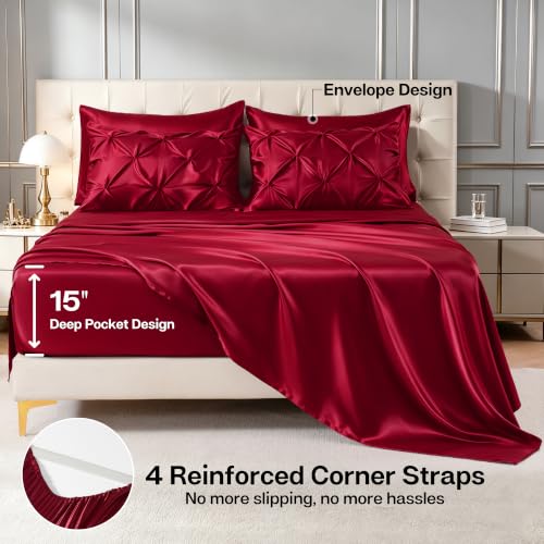 Satin Queen Comforter Set Burgundy