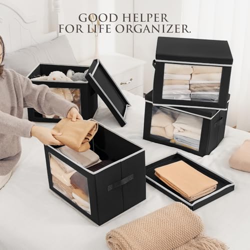 Large Storage Bins with Lids (6 Count)