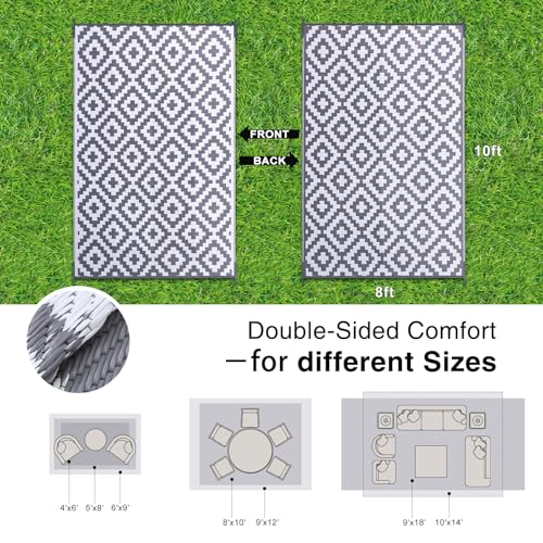 Outdoor Rug 8x10 ft Waterproof Reversible Mat
