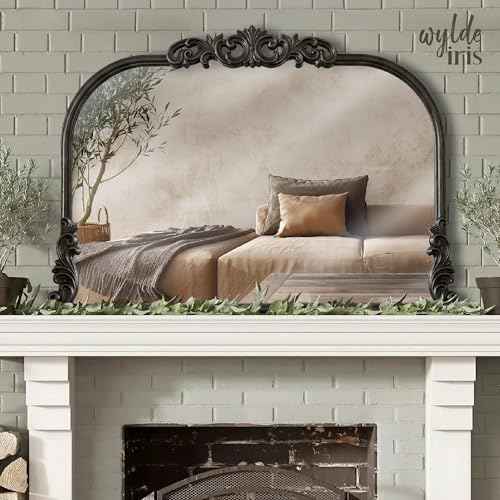 English Estate Carved Arch Wood Wall Mirror