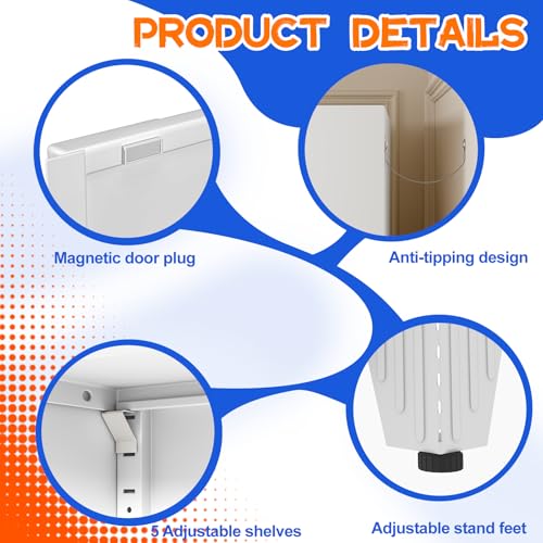 75.2" Tall Metal Storage Cabinet with 2 Doors & 5 Adjustable Shelves