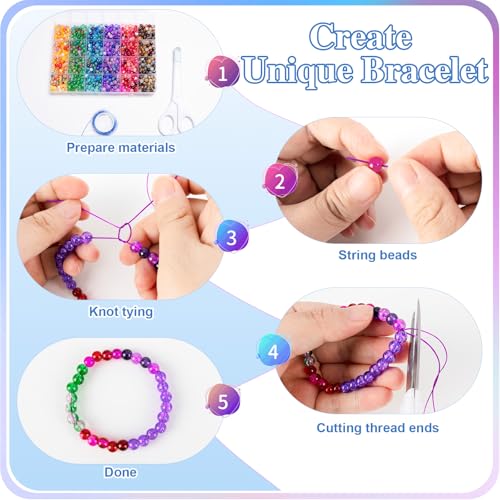 About 144 Colors 1200PCS 6mm Crack Glass Beads Bracelet Making Set (1200 Count)
