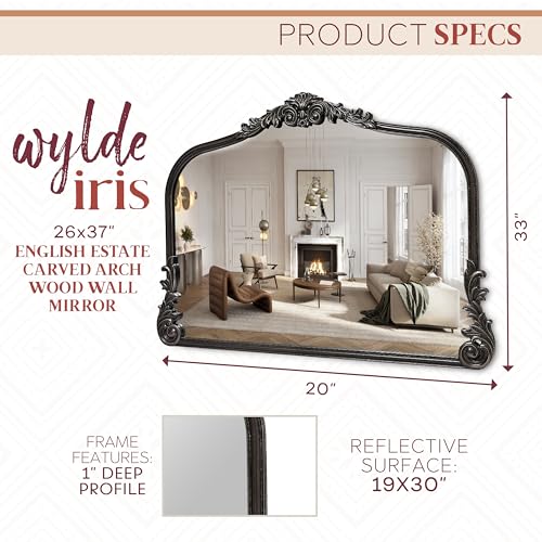 English Estate Carved Arch Wood Wall Mirror
