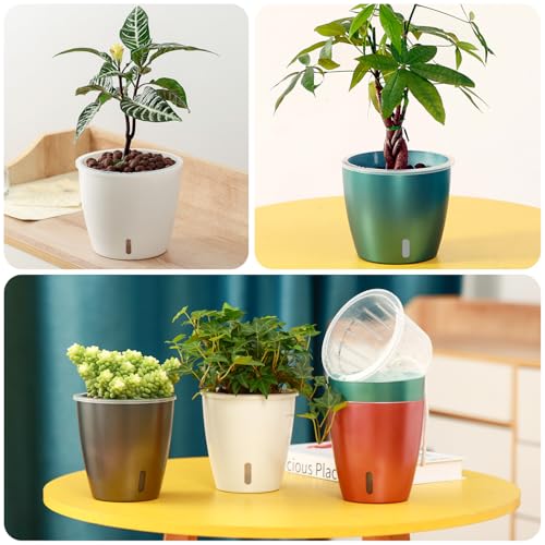 8 Pack 5 Inch Self Watering Pots (8 Count)