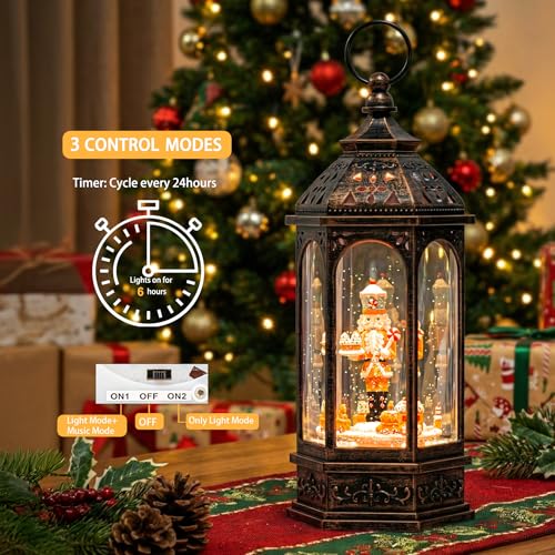 12.8'' Christmas Gingerbread Nutcracker Snow Globe Lantern