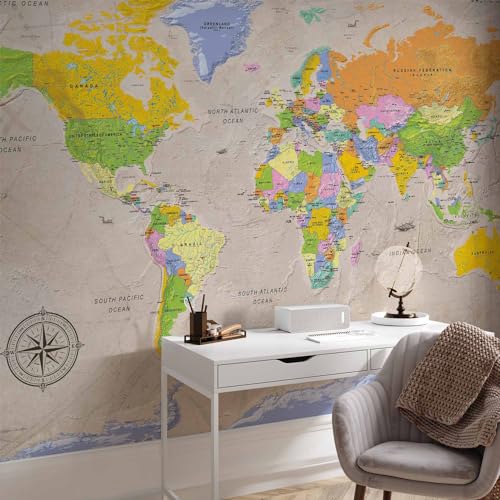 Wall Mural World Map 138x101 in (96.44 Sq Ft)