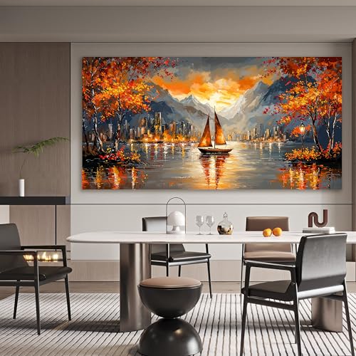 Canvas Oversized Wall Art Decor Wall Art Picture for Living Room Canvas Art Wall Decor Modern Landscape Wall Art Prints Large Coastal Wall Art Artwork for Walls Bedroom Office Home Decor 29" X 58"