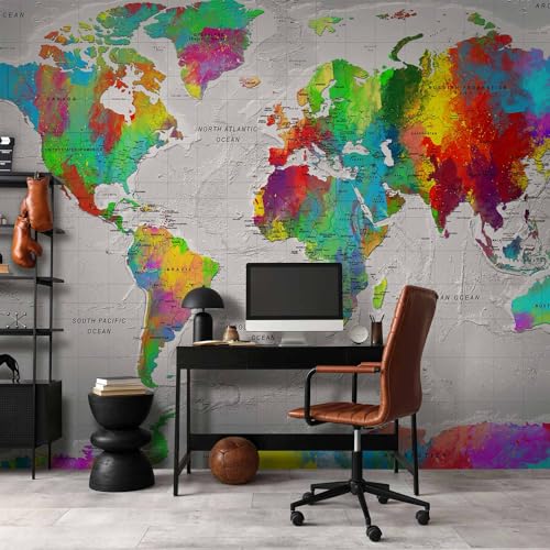 Wall Mural World Map 138x101 in (96.44 Sq Ft)
