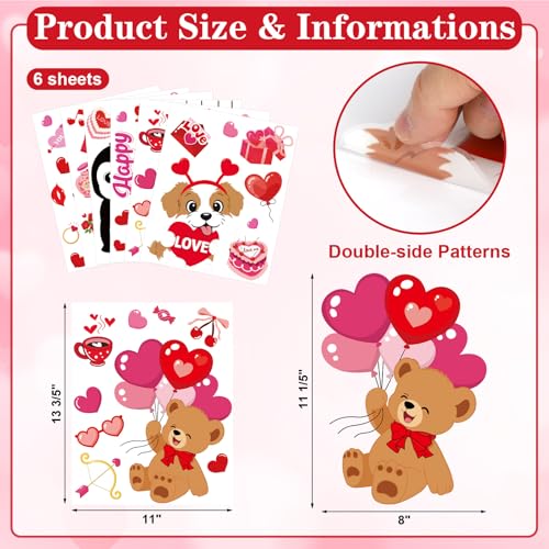 Happy Valentine's Day Window Clings 6 Sheets (6 Count)