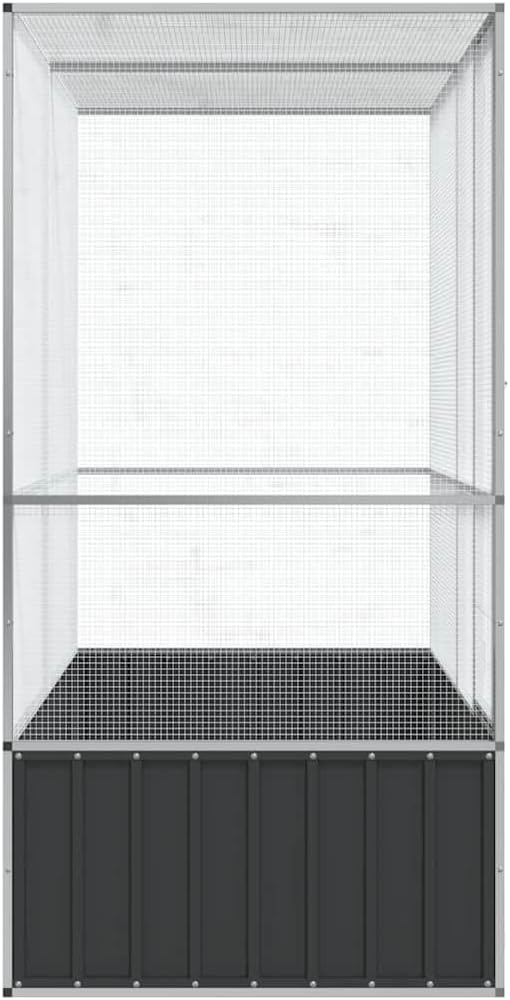 Large Metal Heavy Duty Walk-in Aviary Cage, Ample Activity Space Bird Cage with Lockable Door Also for Chickens and Rabbits, Silver 82.9"x42.1"x83.5" Steel,-403