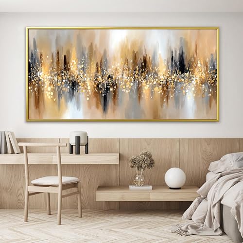Large Gold Framed Wall Art For Living Room Abstract Wall Decor Modern Canvas Art Wall Decor 29" X 58" Painting Gold Wall Art For Bedroom Apartment Office Dining Room Home Decoration