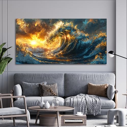 Canvas Wall Art Decor Sunshine Wave Canvas Wall Art Pictures For Living Room Decor Gold Modern Abstract Aesthetics Wall Art Decor Canvas Prints Artwork For Bedroom Office Wall Decor 20 X 40 Inch
