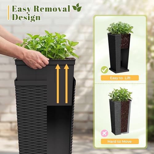 24" Front Porch Resin Rattan Tall Planters 2 Pack (2 Count)