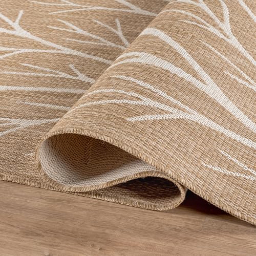 Washable Indoor Outdoor Rug 5x7 Modern Area Rugs Branch Pattern Non Shedding Waterproof Easy Clean Patio Deck Porch Living Room Bedroom Garden RV (35 Sq Ft)