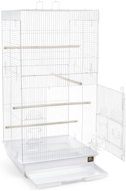 Neo-Classical Nostalgia Tall Cage with Elegant Design, Spacious Interior, Durable Construction, and Vertical Layout White