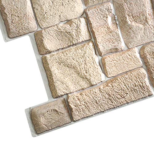 Beige Faux Limestone PVC 3D Wall Panel