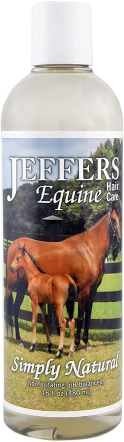 Jeffers Equine Simply Natural Horse Shampoo – pH Balanced, Sulfate Free Wash for Horses, Ponies & Foals – Detergent Free – Fresh Grooming Supply for Summer, Outdoor, Indoor Use – 16 oz