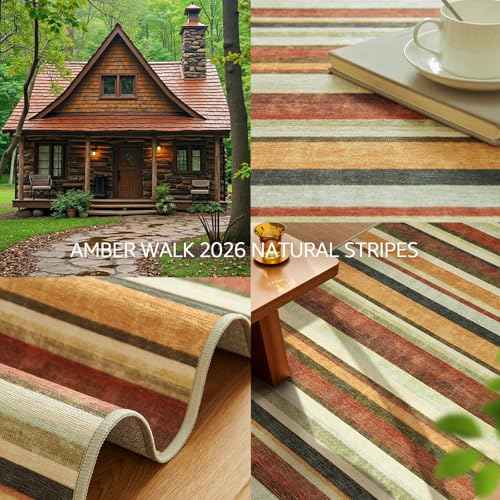 5x7 Area Rug Modern Striped Washable Living Room Rug (35 Sq Ft)